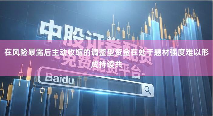 在风险暴露后主动收缩的调整型资金在处于题材强度难以形成持续共